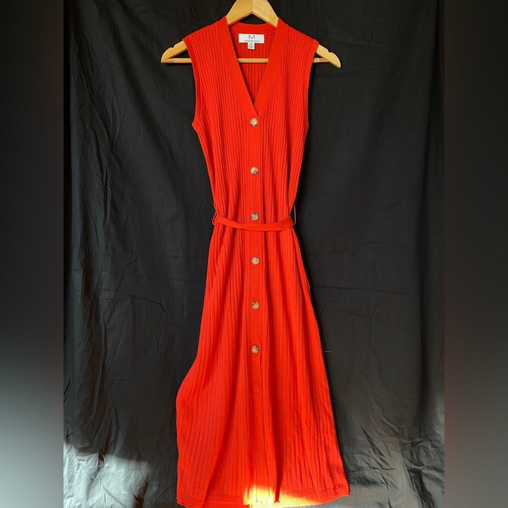 Red button up dress
